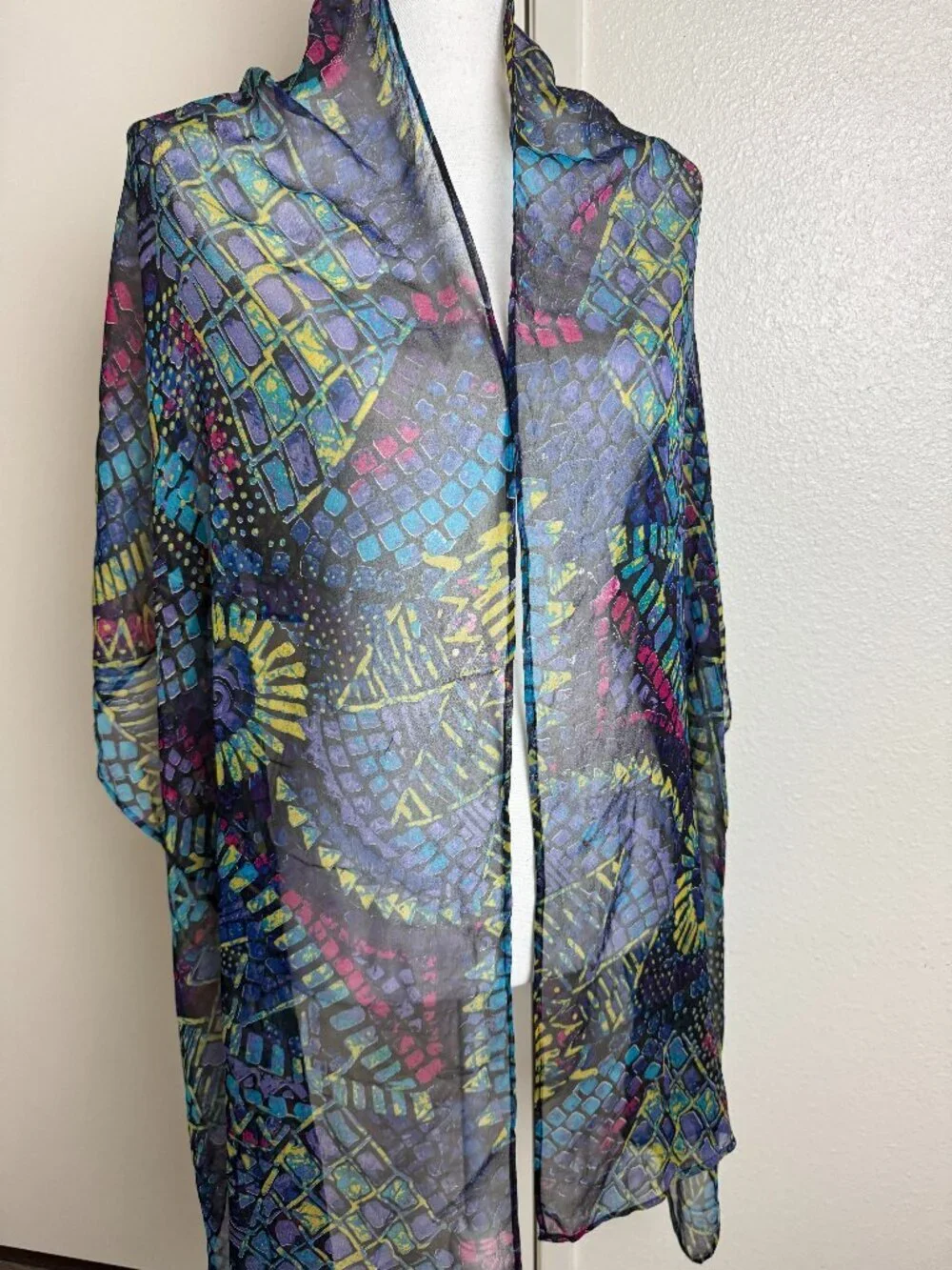 Lightweight Large Scarf Wrap Silk Abstract  21